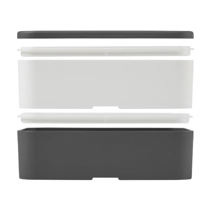 Fiambrera con dos bases color gris cuarta vista