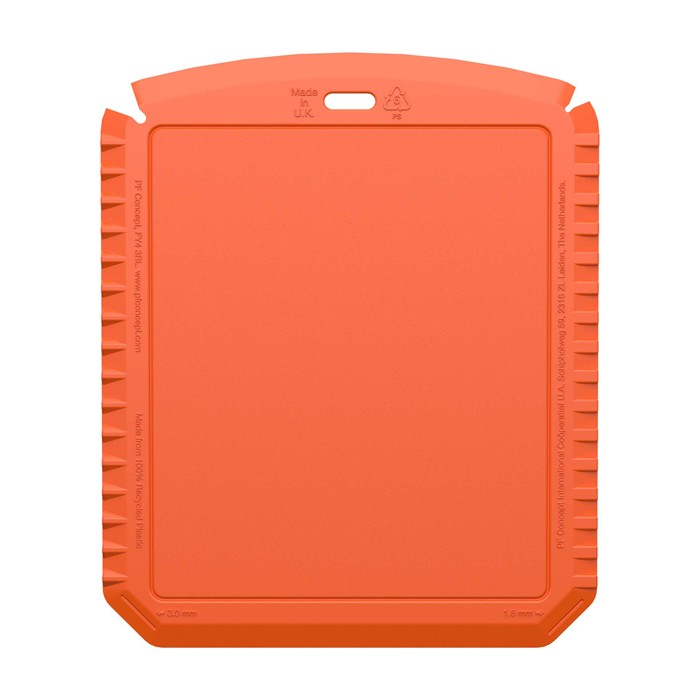 Raspador de hielo con forma rectangular de plástico reciclado color naranja segunda vista trasera Raspador de hielo con forma rectangular de plástico reciclado color naranja segunda vista trasera