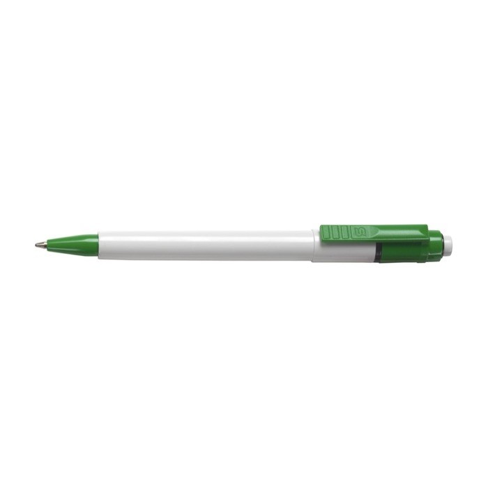 Bolígrafo con cuerpo blanco y carga jumbo color verde primera vista Bolígrafo con cuerpo blanco y carga jumbo color verde primera vista