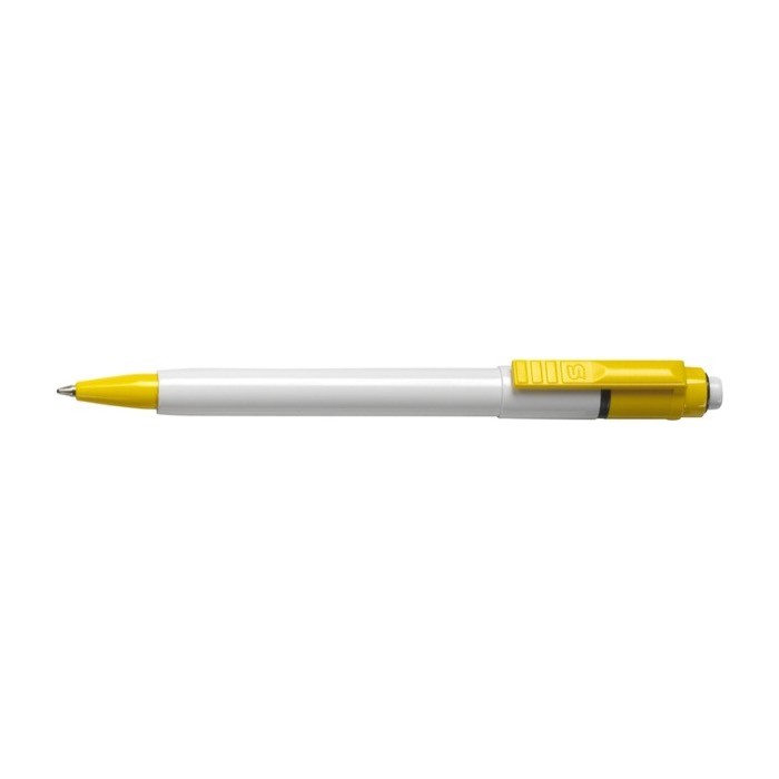 Bolígrafo con cuerpo blanco y carga jumbo color amarillo primera vista Bolígrafo con cuerpo blanco y carga jumbo color amarillo primera vista