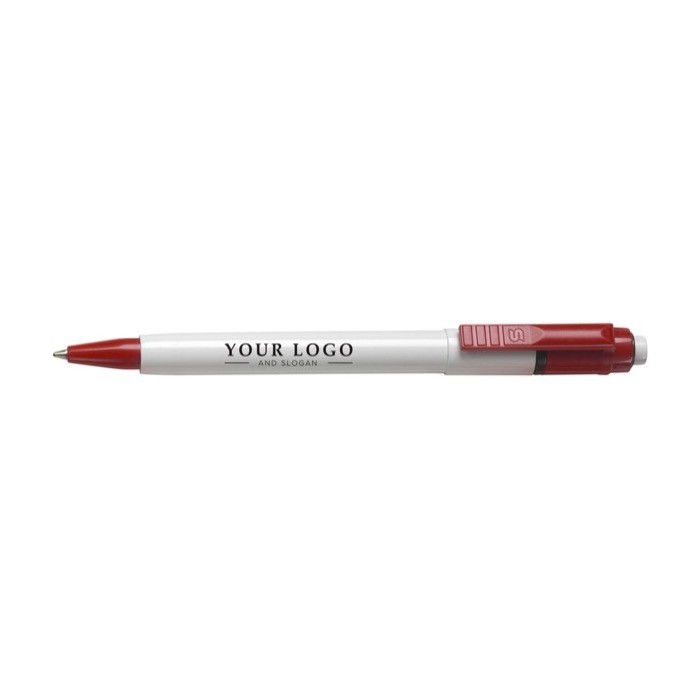 Bolígrafo con cuerpo blanco y carga jumbo color rojo segunda vista Bolígrafo con cuerpo blanco y carga jumbo color rojo segunda vista