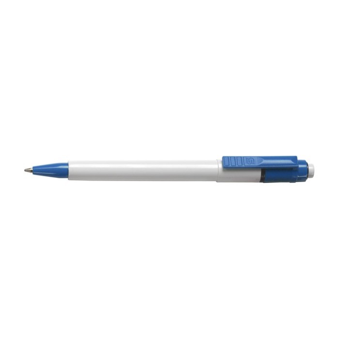 Bolígrafo con cuerpo blanco y carga jumbo color azul claro primera vista Bolígrafo con cuerpo blanco y carga jumbo color azul claro primera vista