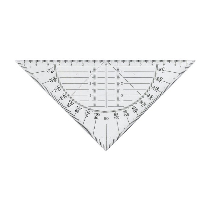 Escuadra de plástico transparente rígido con medición de 45º primera vista Escuadra de plástico transparente rígido con medición de 45º primera vista
