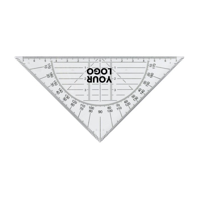 Escuadra de plástico transparente rígido con medición de 45º segunda vista Escuadra de plástico transparente rígido con medición de 45º segunda vista