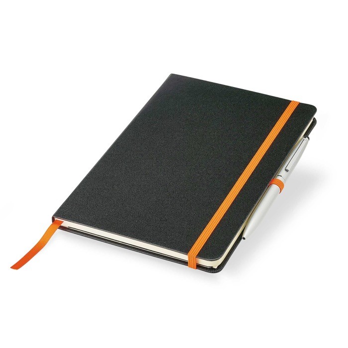 Libreta con tapa de cartón y cinta de color A5 hojas lisas color naranja Libreta con tapa de cartón y cinta de color A5 hojas lisas color naranja