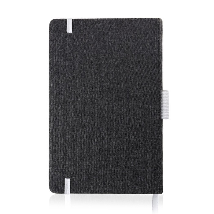 Libreta de cuero sintético con detalles de color A5 hojas a rayas color blanco vista 1 Libreta de cuero sintético con detalles de color A5 hojas a rayas color blanco vista 1