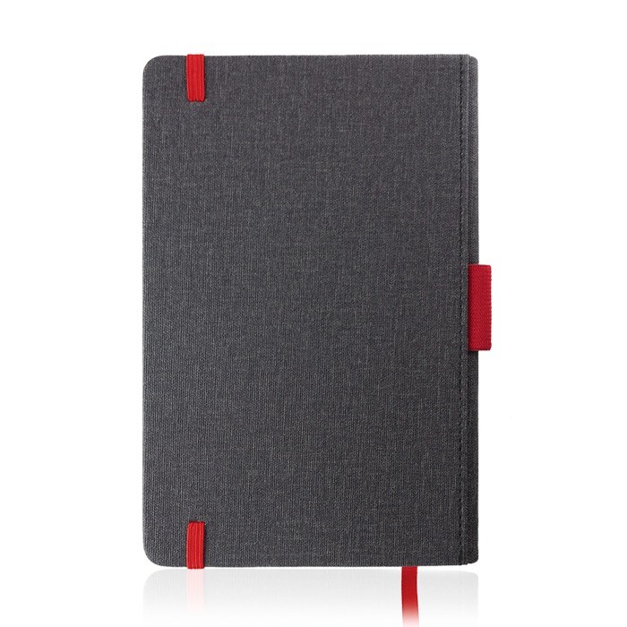 Libreta de cuero sintético con detalles de color A5 hojas a rayas color rojo vista 1 Libreta de cuero sintético con detalles de color A5 hojas a rayas color rojo vista 1