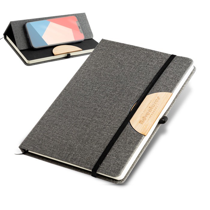 Libreta de lino con soporte para móvil con cinta A5 hojas lisas Libreta de lino con soporte para móvil con cinta A5 hojas lisas