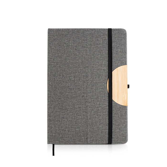 Libreta de lino con soporte para móvil con cinta A5 hojas lisas color gris oscuro Libreta de lino con soporte para móvil con cinta A5 hojas lisas color gris oscuro