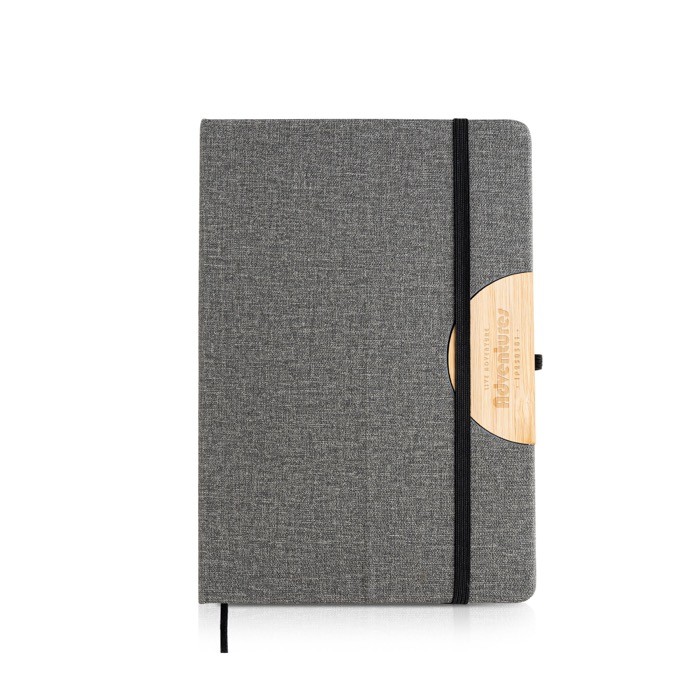 Libreta de lino con soporte para móvil con cinta A5 hojas lisas color gris oscuro vista detalle 6 Libreta de lino con soporte para móvil con cinta A5 hojas lisas color gris oscuro vista detalle 6