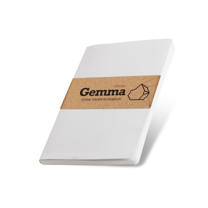 Libreta sostenible hecha de papel piedra A5 hojas lisas color blanco vista 1