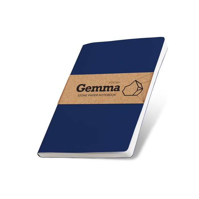 Libreta sostenible hecha de papel piedra A5 hojas lisas color azul marino vista 1