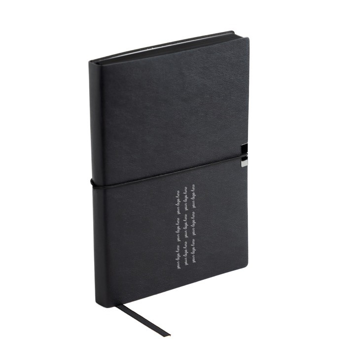 Bloc de cuero sintético con elástico horizontal A5 hojas a rayas