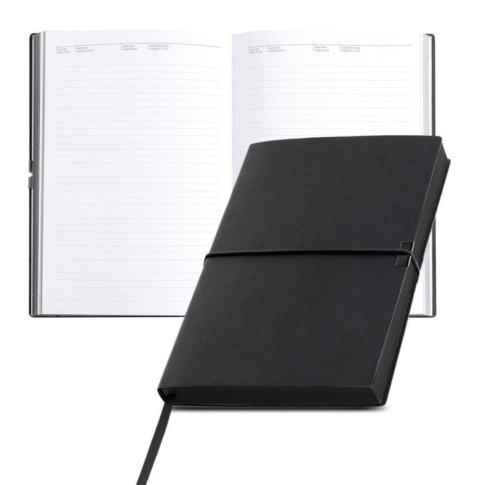 Bloc de cuero sintético con elástico horizontal A5 hojas a rayas vista 1