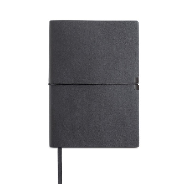 Bloc de cuero sintético con elástico horizontal A5 hojas a rayas color negro vista 11