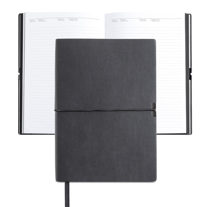 Bloc de cuero sintético con elástico horizontal A5 hojas a rayas vista 2