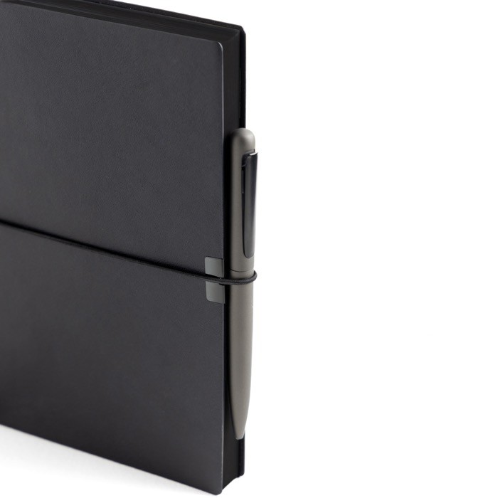 Bloc de cuero sintético con elástico horizontal A5 hojas a rayas vista 1