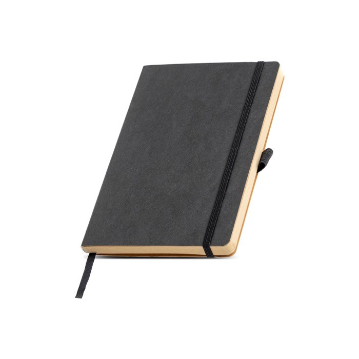 Libreta con tapa de papel resistente al agua A5 hojas lisas color negro vista 1