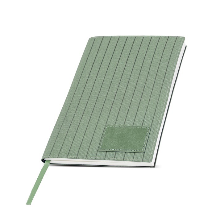 Libreta de PU texturizado y parche personalizable A5 hojas lisas color verde oliva vista 1