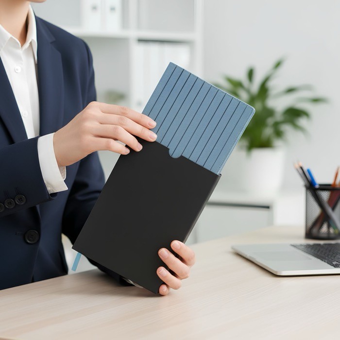 Libreta de PU texturizado y parche personalizable A5 hojas lisas vista 2