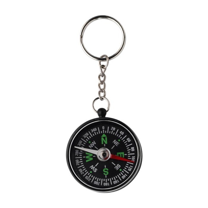 Llavero personalizable de plástico con brújula incluida color negro tercera vista Llavero personalizable de plástico con brújula incluida color negro tercera vista