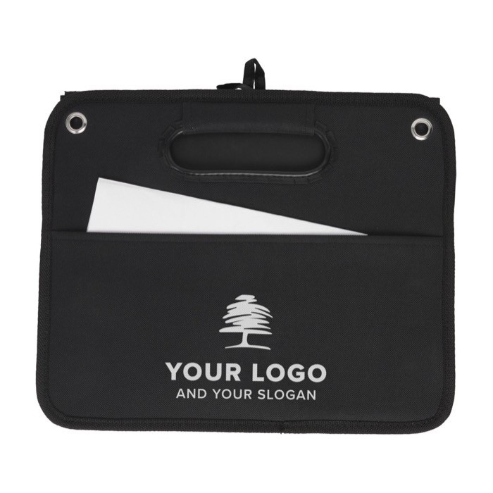 Organizador de 2 compartimientos de poliéster con asas de transporte color negro tercera vista Organizador de 2 compartimientos de poliéster con asas de transporte color negro tercera vista