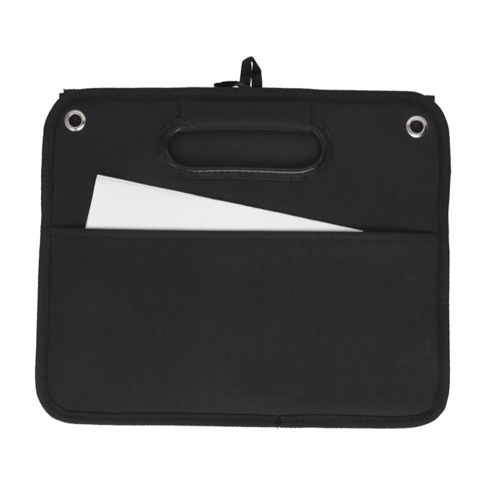 Organizador de 2 compartimientos de poliéster con asas de transporte color negro cuarta vista Organizador de 2 compartimientos de poliéster con asas de transporte color negro cuarta vista