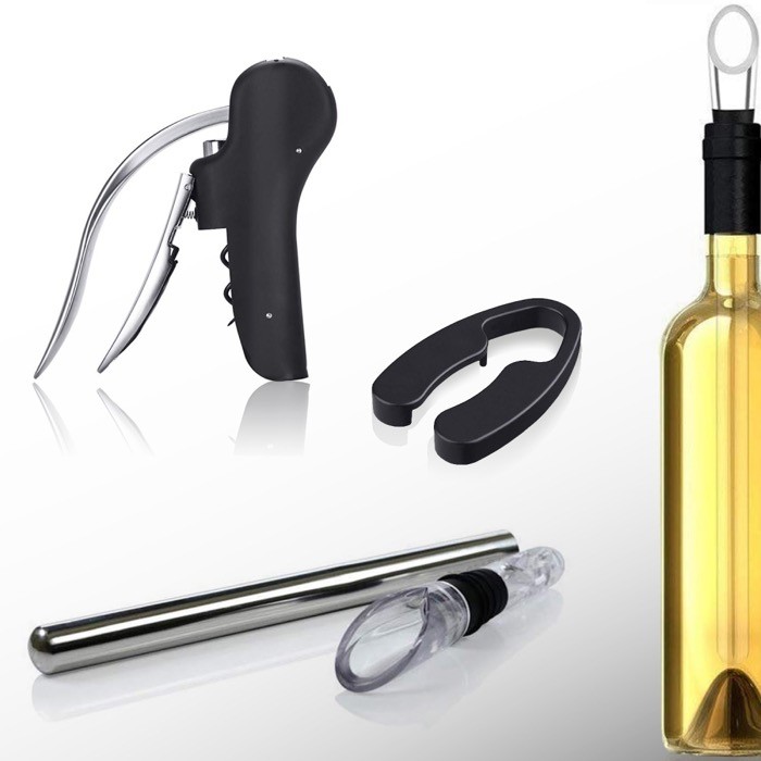 Set de vino glamuroso de acero inoxidable con 3 funciones vista 1