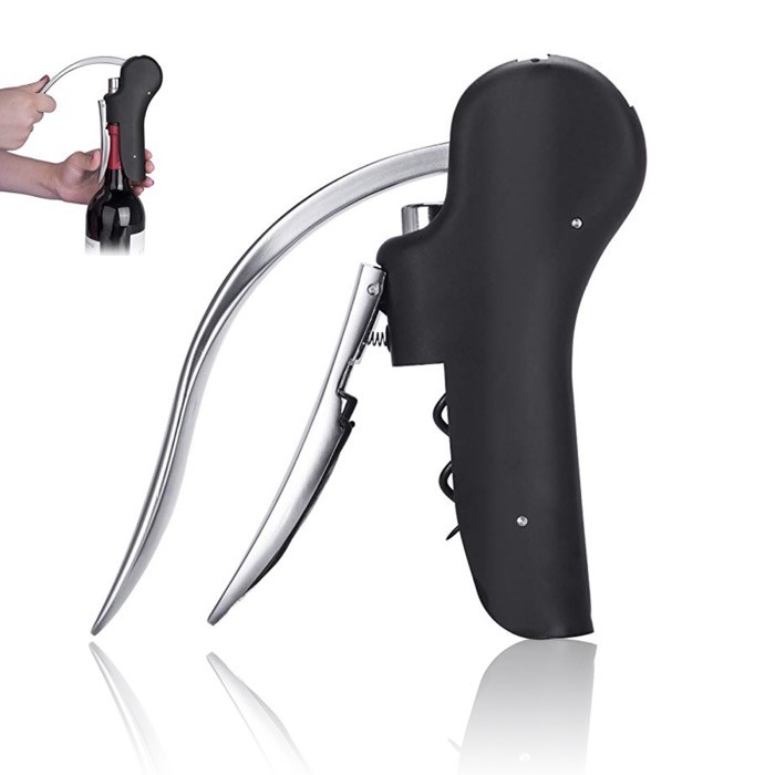 Set de vino glamuroso de acero inoxidable con 3 funciones color negro vista 1