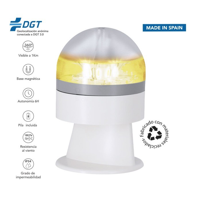 Luz de emergencia con geolocalizador con base de fijación magnética color blanco octava vista Luz de emergencia con geolocalizador con base de fijación magnética color blanco octava vista