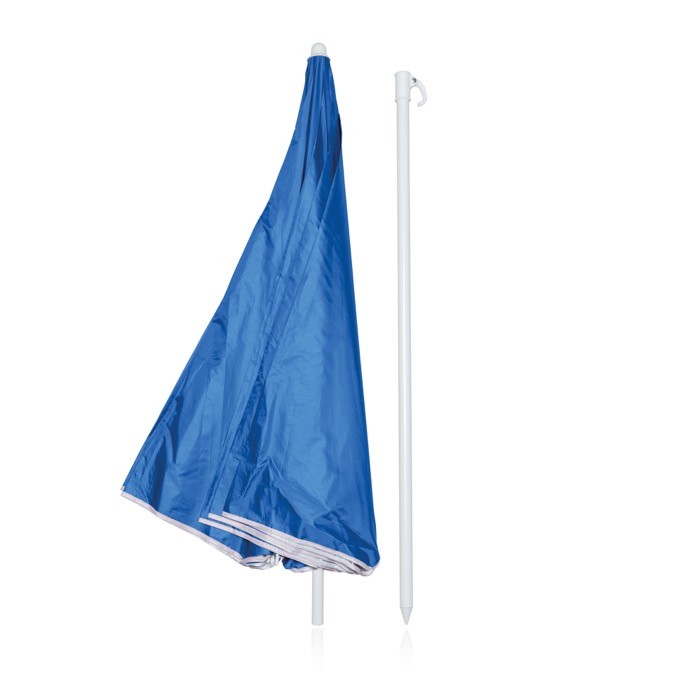 Sombrilla de playa de poliéster 170T con protección UV Ø180 color azul real vista 1 Sombrilla de playa de poliéster 170T con protección UV Ø180 color azul real vista 1