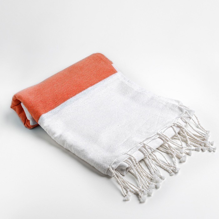 Toalla de playa de algodón y poliéster 90x180cm de 180 g/m2 color naranja Toalla de playa de algodón y poliéster 90x180cm de 180 g/m2 color naranja