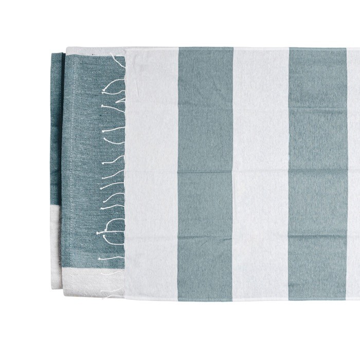 Toalla de playa de algodón y poliéster 90x180cm de 180 g/m2 color verde oscuro vista 1 Toalla de playa de algodón y poliéster 90x180cm de 180 g/m2 color verde oscuro vista 1