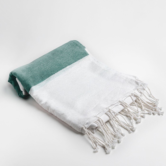 Toalla de playa de algodón y poliéster 90x180cm de 180 g/m2 color verde oscuro vista 2 Toalla de playa de algodón y poliéster 90x180cm de 180 g/m2 color verde oscuro vista 2