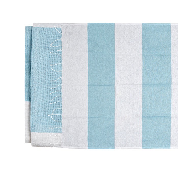 Toalla de playa de algodón y poliéster 90x180cm de 180 g/m2 color turquesa vista 1 Toalla de playa de algodón y poliéster 90x180cm de 180 g/m2 color turquesa vista 1