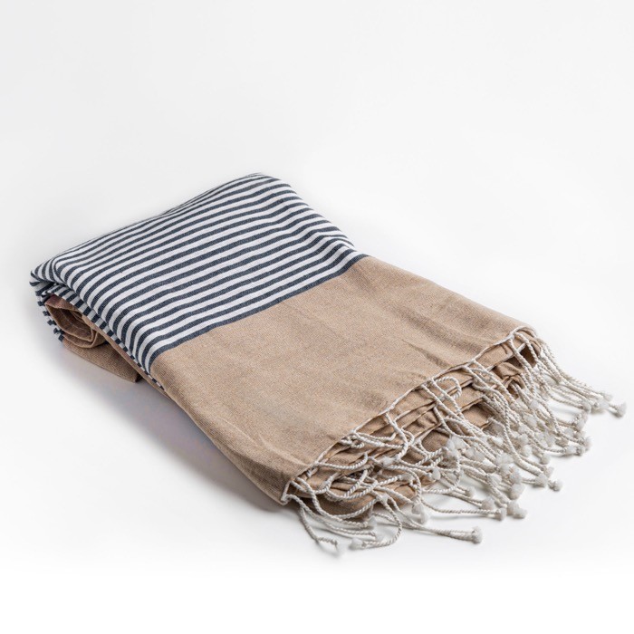 Toalla de playa de algodón de 100x180cm ligera 220 g/m2 color azul marino