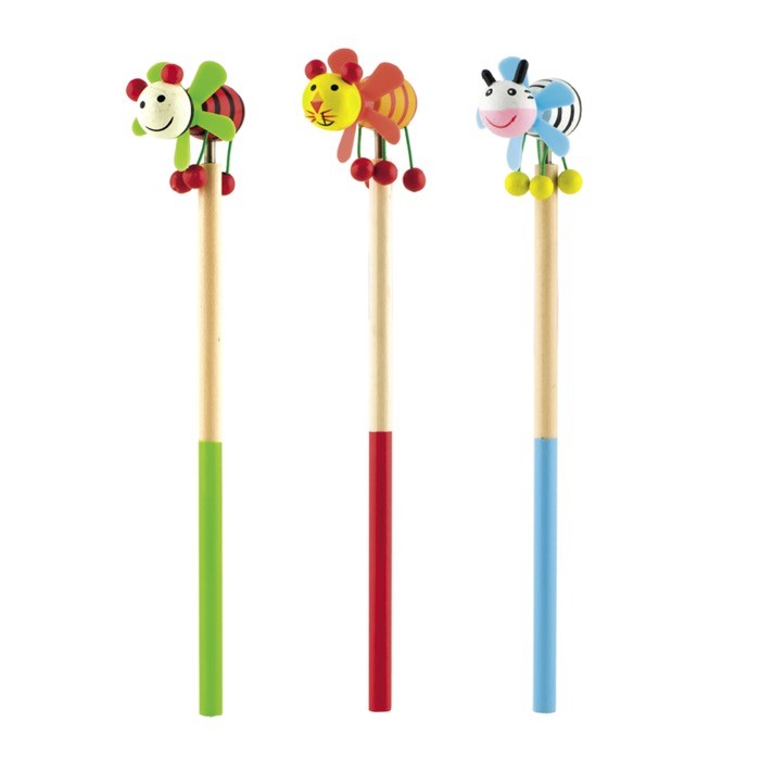 Lápiz infantil bicolor con figuras divertidas en un extremo Lápiz infantil bicolor con figuras divertidas en un extremo