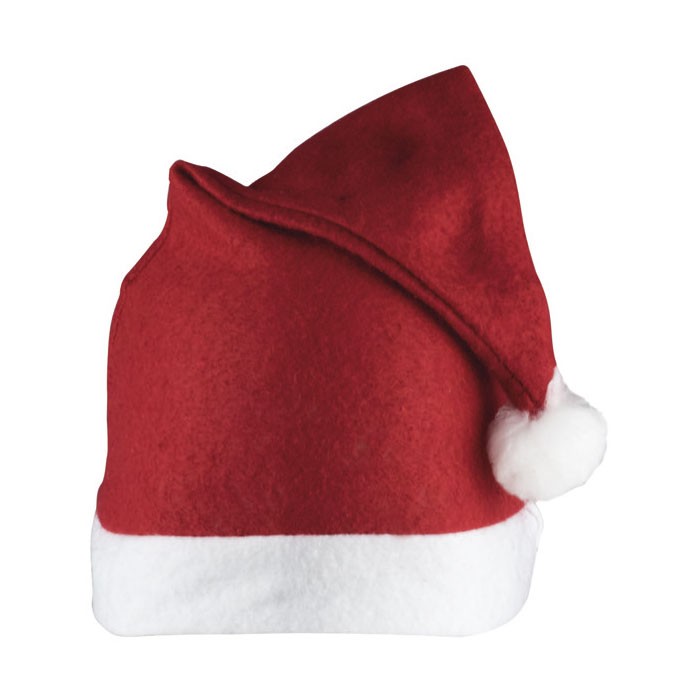 Gorro clásico de Papá Noel de fieltro con ribete y bolita blanca color rojo primera vista