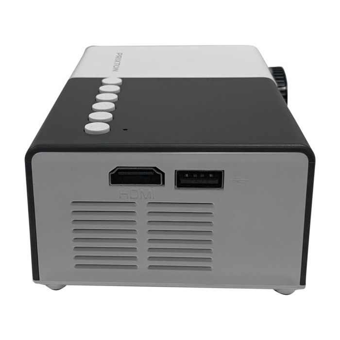 Miniproyector Prixton Cinema para reproducir vídeos en calidad Full HD color blanco/negro vista lateral