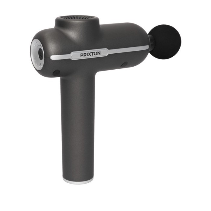 Pistola masajeadora inalámbrica Prixton MGF80 Synergy con 4 cabezales color negro cuarta vista Pistola masajeadora inalámbrica Prixton MGF80 Synergy con 4 cabezales color negro cuarta vista