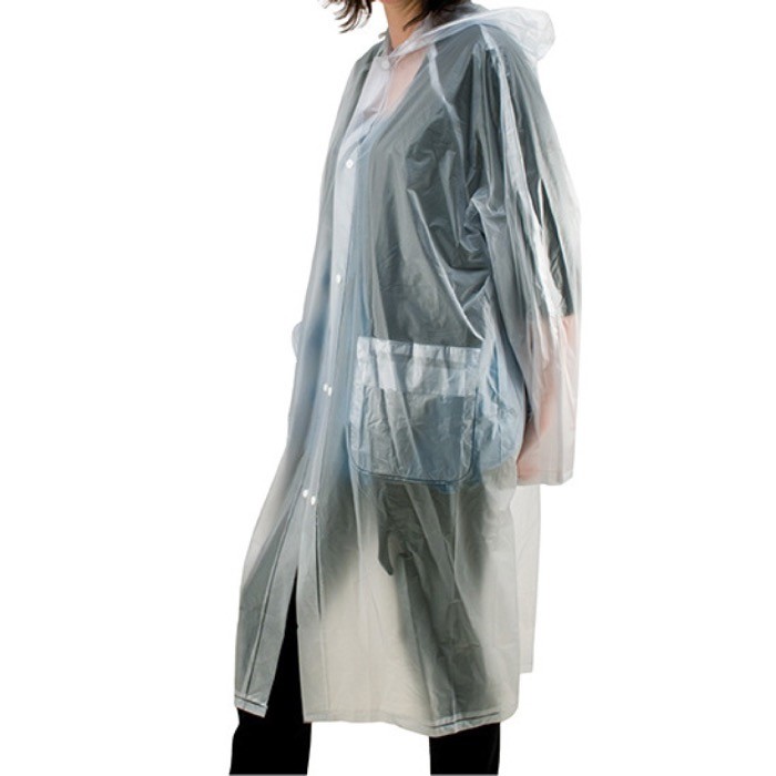 Impermeable de talla única con cierre delantero y gorro incluido color translúcido vista 1 Impermeable de talla única con cierre delantero y gorro incluido color translúcido vista 1