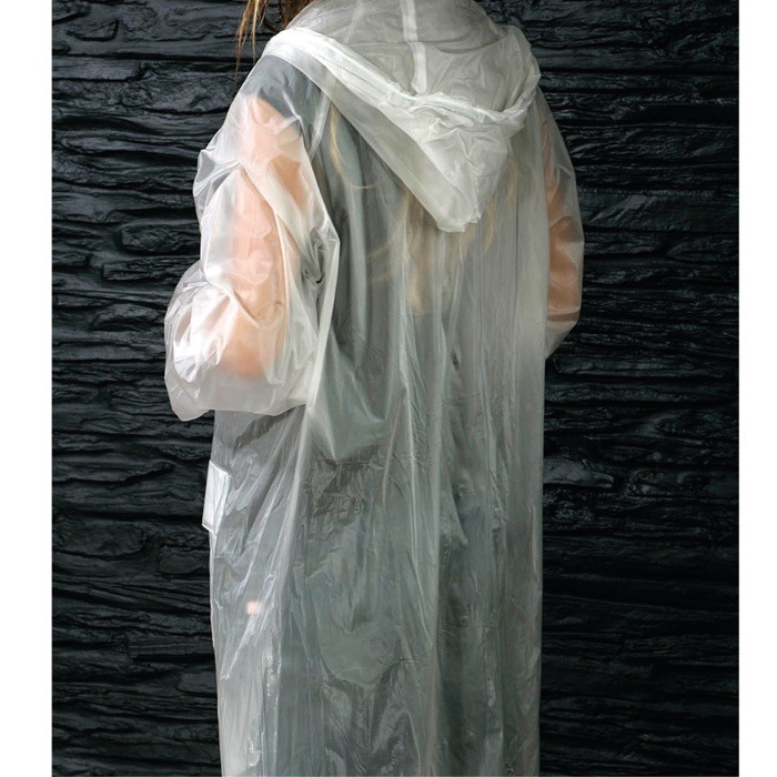 Impermeable de talla única con cierre delantero y gorro incluido color translúcido vista 4 Impermeable de talla única con cierre delantero y gorro incluido color translúcido vista 4