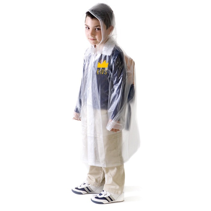 Impermeable transparente para niños con funda y gorro incluidos Impermeable transparente para niños con funda y gorro incluidos