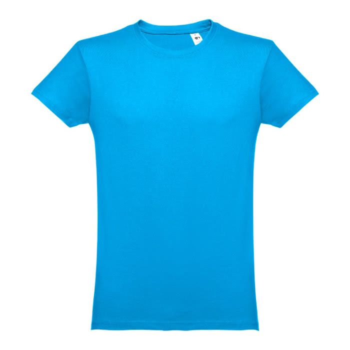 Camisetas personalizadas 100% algodón color azul cian primera vista Camisetas personalizadas 100% algodón color azul cian primera vista