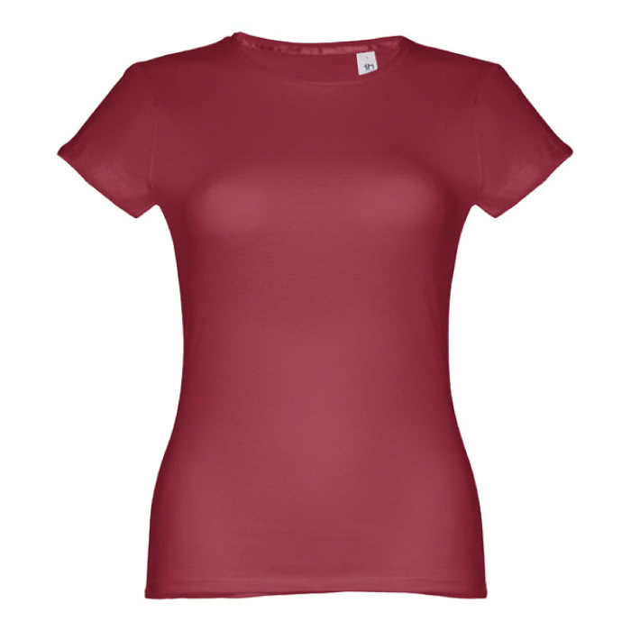 Camisetas personalizadas mujer algodón color burdeos primera vista Camisetas personalizadas mujer algodón color burdeos primera vista