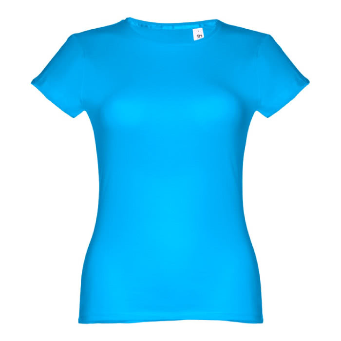Camisetas personalizadas mujer algodón color azul cian primera vista Camisetas personalizadas mujer algodón color azul cian primera vista