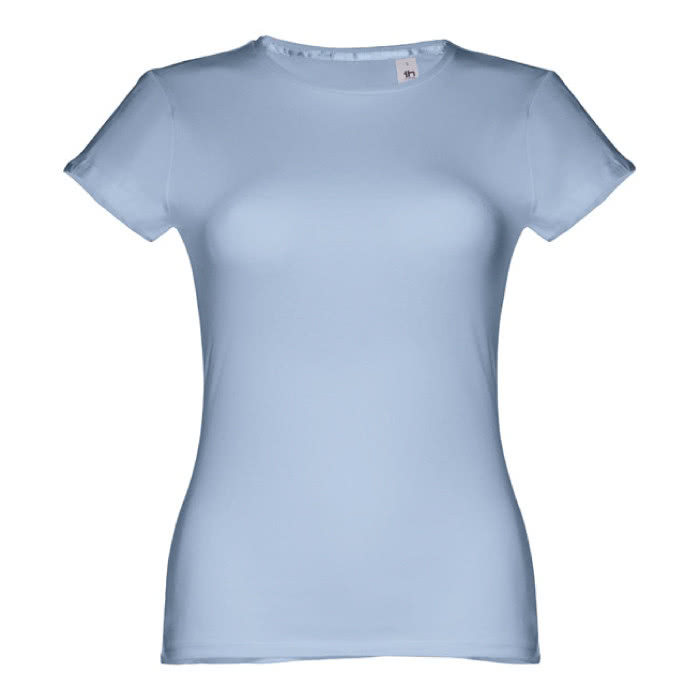 Camisetas personalizadas mujer algodón color azul claro primera vista Camisetas personalizadas mujer algodón color azul claro primera vista