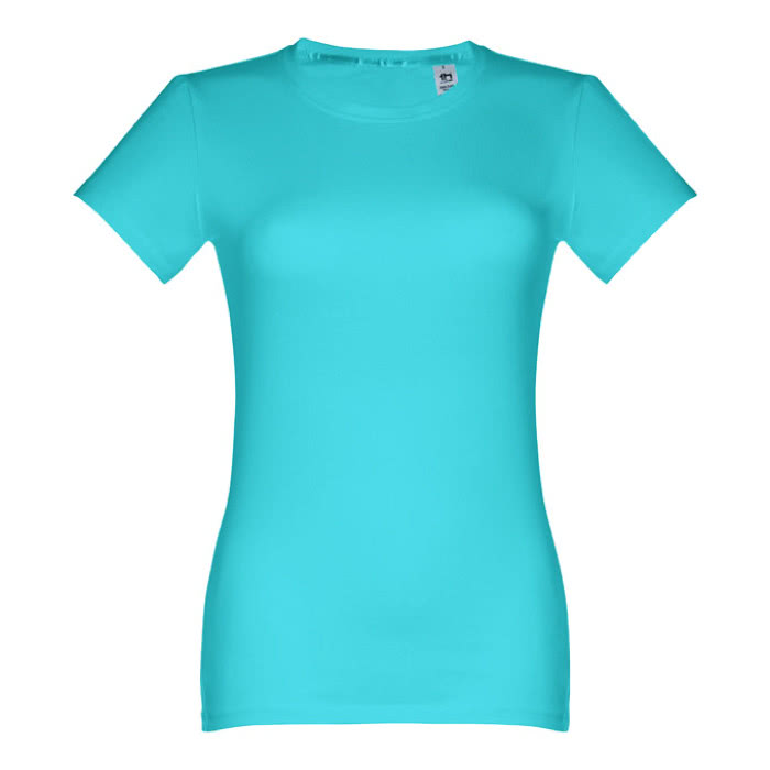 Camisetas para serigrafiar de mujer entalladas color turquesa primera vista Camisetas para serigrafiar de mujer entalladas color turquesa primera vista