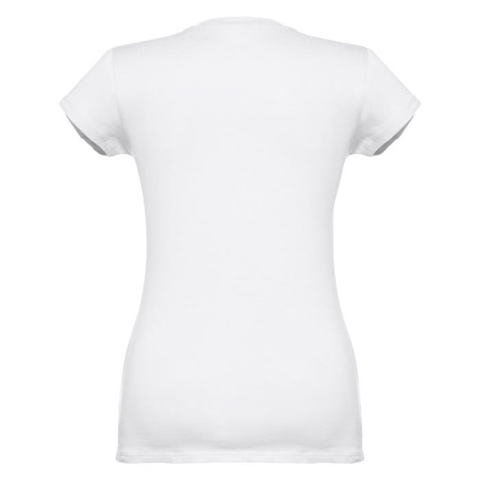 Camisetas con logo y cuello V para mujer color blanco segunda vista