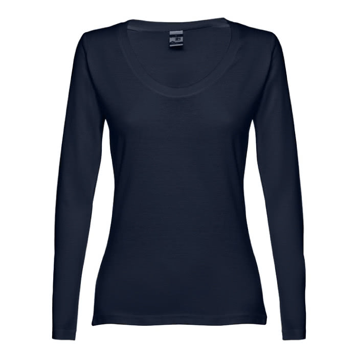 Camisetas manga larga mujer para empresas color azul marino